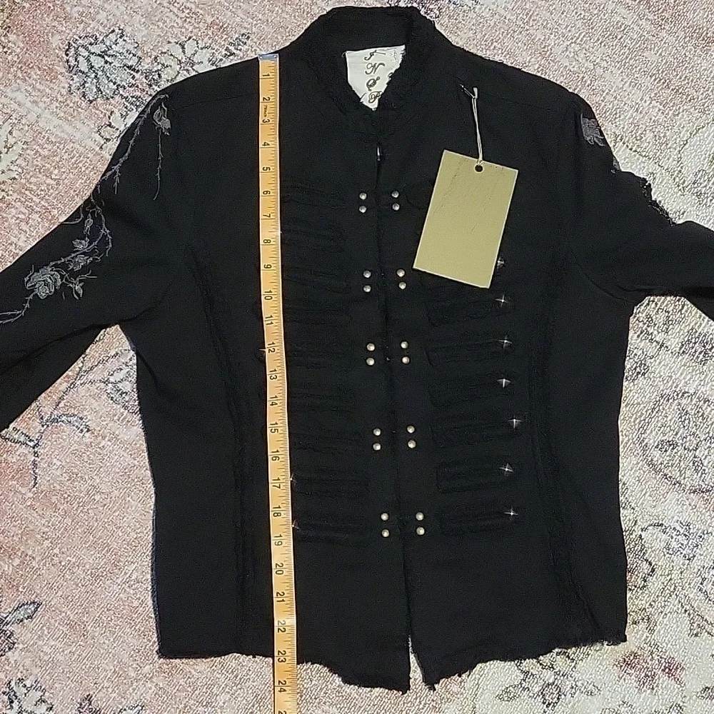 Inspira Embroidered Cotton Metal Accent 3/4 Sleeve Vintage Jacket Size XL - Picture 14 of 16